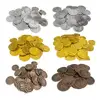 100pcs Pirates Gold Coins Plastic Gold Coins Props Game Accessary Funny Playing Toys For Kids Children Golden Silver Bronze Coin 1