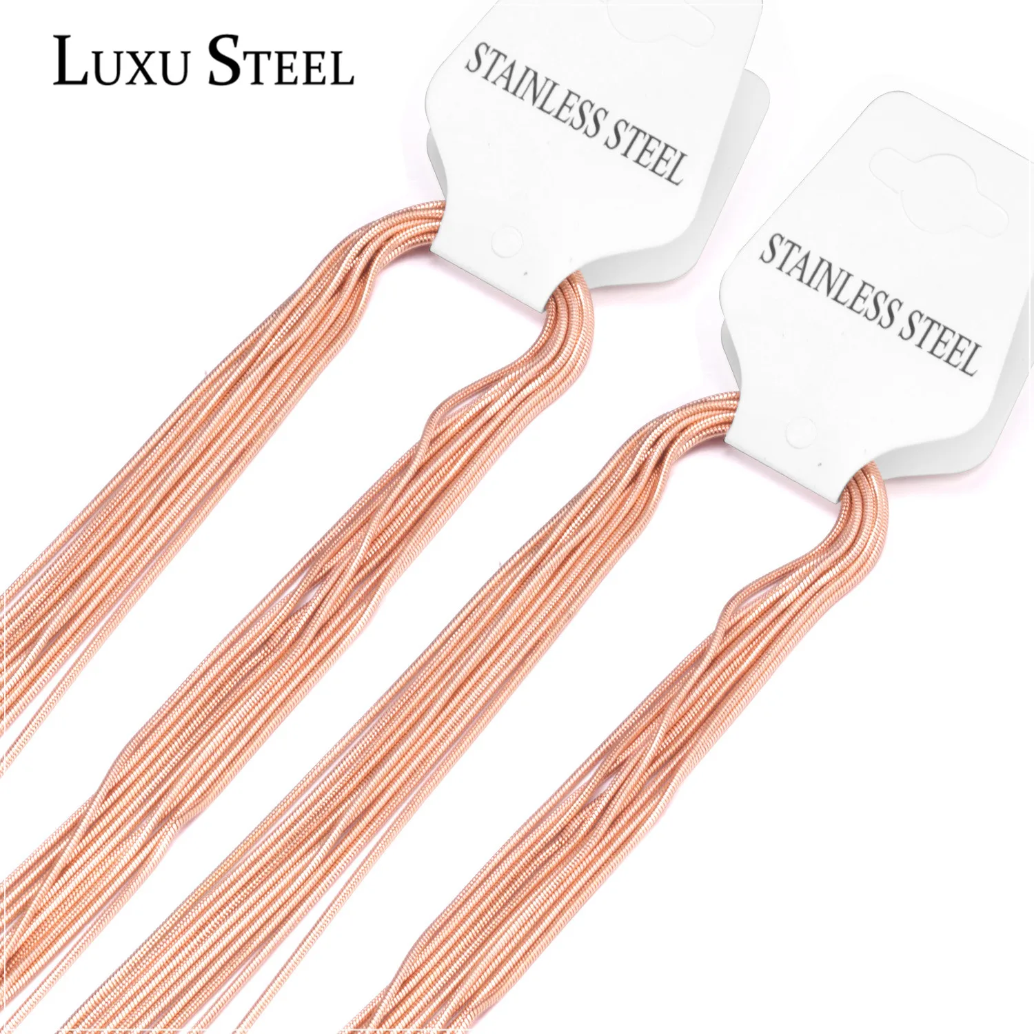 LUXUSTEEL 10 шт./лот ГОРЯЧЕЕ черное розовое золото змеиная цепочка 316L ожерелье из