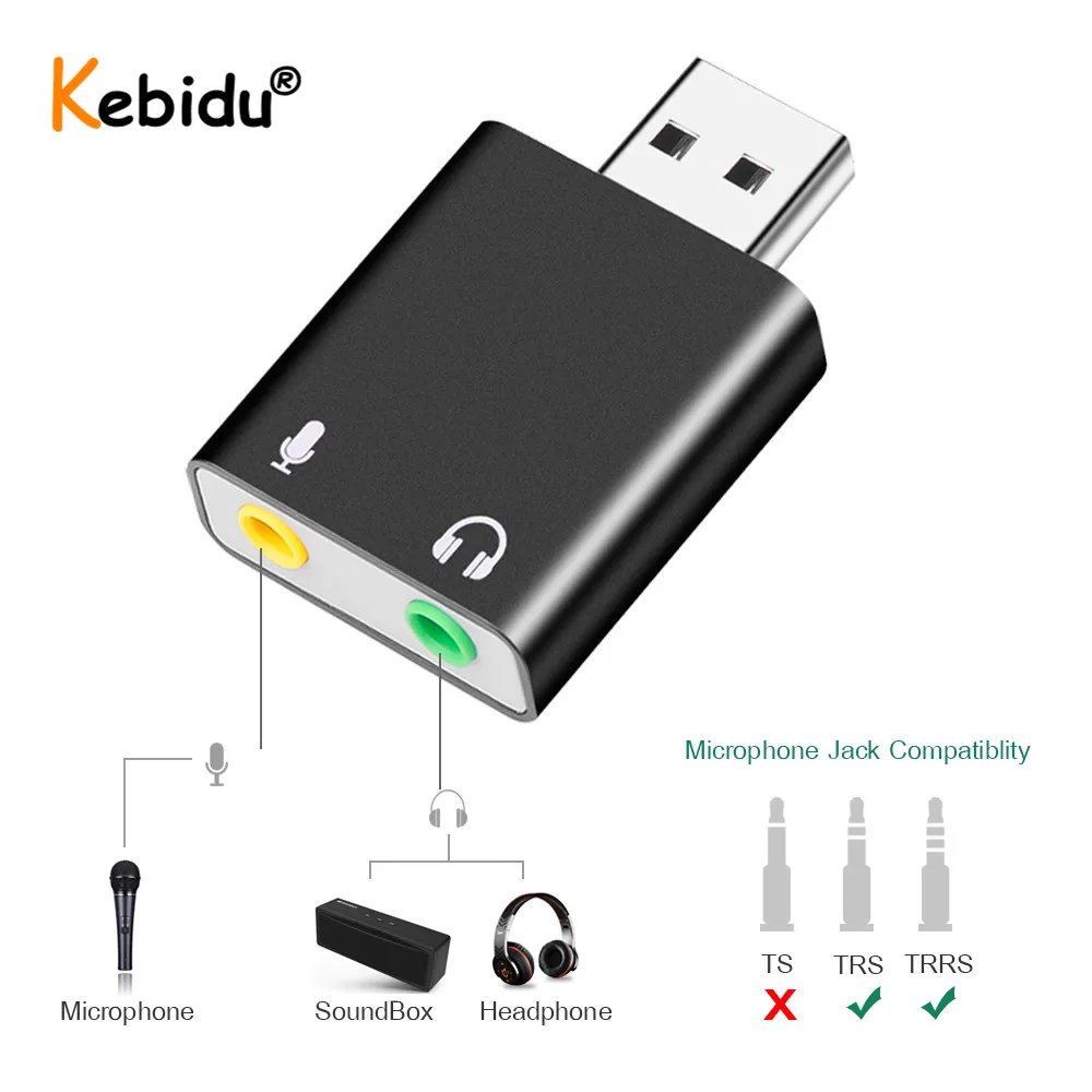 Tarjeta de sonido de Audio USB externa, 7,1 canales, USB a Jack, adaptador para auriculares de 3,5mm, micrófono, tarjeta de sonido, auriculares, micrófono Virtual