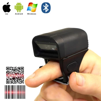 Mini Bluetooth Wireless finger barcode scanner Bar code reader CCD 1D Laser 2D QR Wearable Ring code Portable Handheld scanner bp 617 gd bar code scanner handheld 2 4g wireless 2d barcode reader usb wired rechargeable 32 bit decoder xxm8