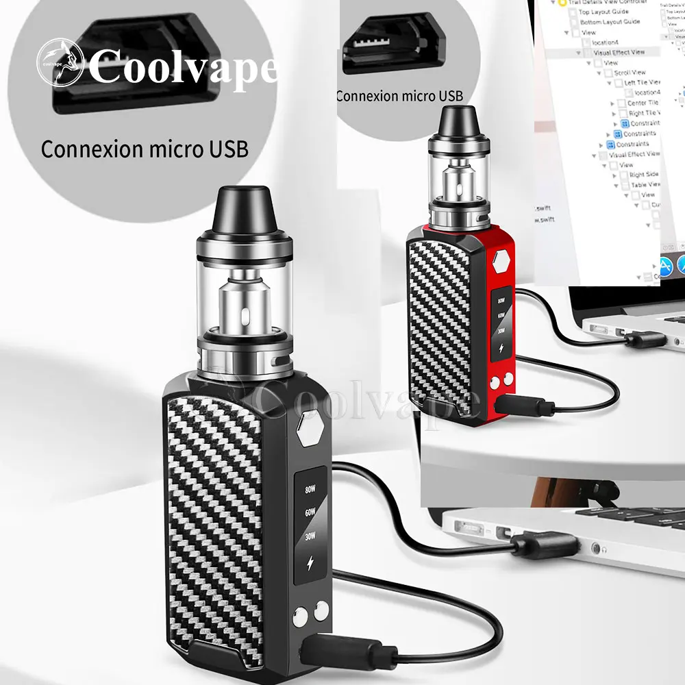 

80W Vape kit Electronic Cigarettes E Hookah Pen Vaporizer Mech Box Mod 1800mah Smoke Vaping Starter Kits 510 Metal Body vape