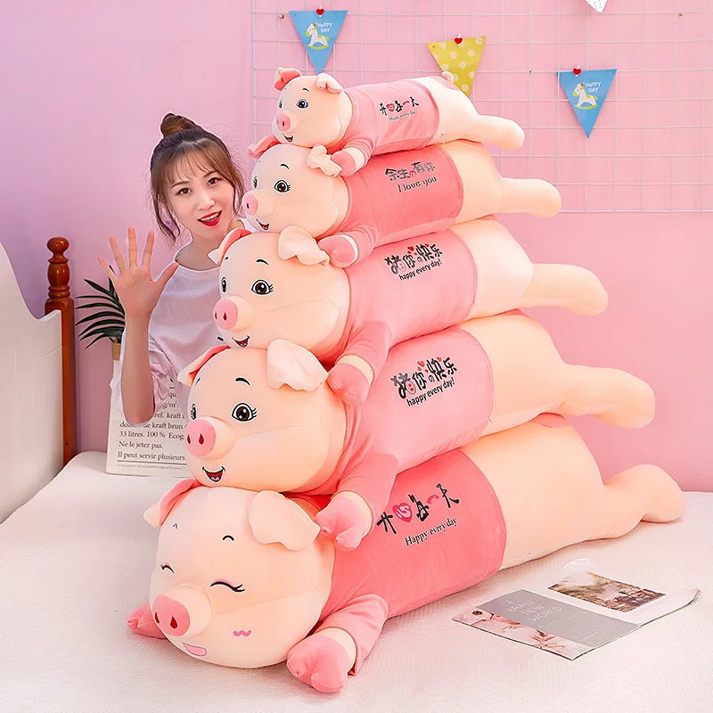 60-120CM Giant Lovely Soft Down Cotton Pig Plush Toy Stuffed Pink Pig Doll Lying Plush Piggy Pillow Birthday Gift for Girlfriend