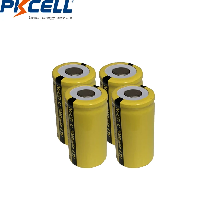 4 шт. PKCELL C Размер 3000mAh 1 2 V NiCd аккумуляторная батарея для пайки DIY|rechargeable battery|battery