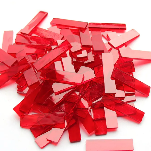 Mixed Color 1 X 4 Cm Square Stained Glass Strip Clear Glass Mosaic Pieces DIY Mosaic Tiles Hobbies Art Crafts Material 100g 9