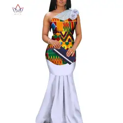 Аппликация Африканский принт Длинные платья для женщин Базен Riche Русалка драпированные платья Африканский стиль на заказ свадебная одежда