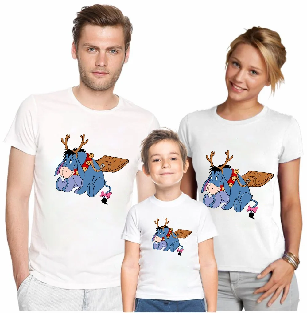 Family Matching Tshirts Fashion Daddy Mommy and Me Clothes Casual Disney Winnie the Pooh Family Look Father Mother Kid T-Shirt family clothes set