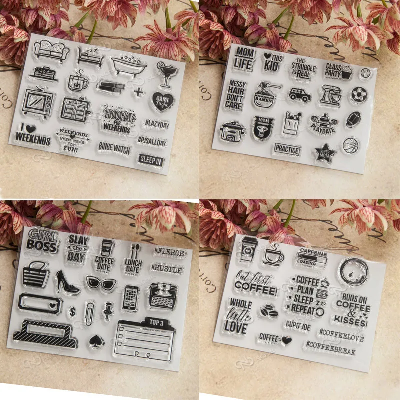 CLEAR STAMPS Small Icon Family Life Letters Cutting Dies Scrapbook Card Paper Craft SiliconTransparent Stamps01