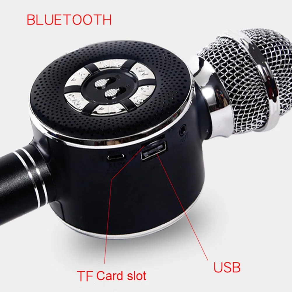 Колонки, микрофон для караоке, домашний перезаряжаемый беспроводной Bluetooth, ручной светильник для детей и взрослых, стерео, портативный, USB, подарок, пение