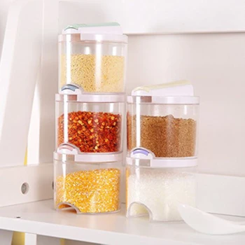 

5 Pieces / Set Creative Transparent Stackable Seasoning Jar Kitchen Sugar Salt Pepper Spice Rack Set