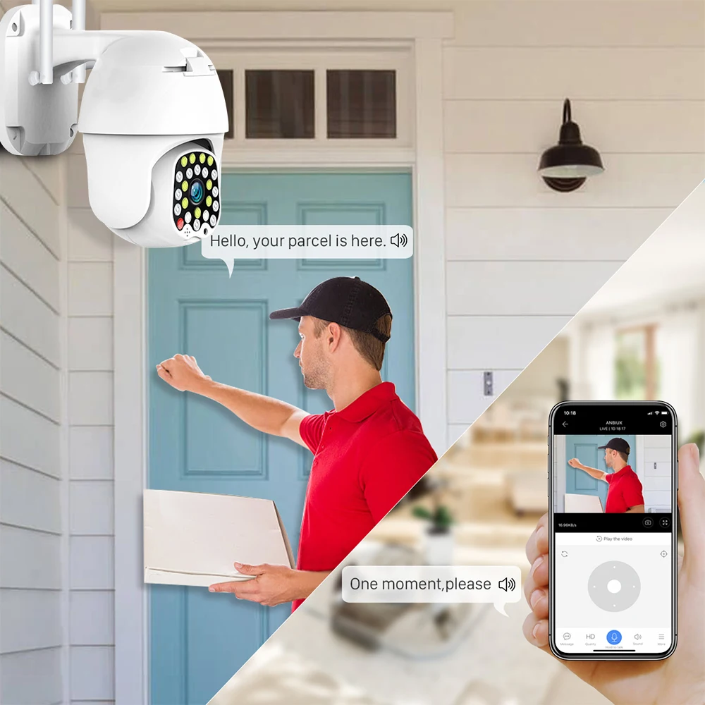 1080P Cloud Wifi PTZ Camera Waterproof 2MP Full Color Auto Tracking CCTV Security IP Camera 4X Digi