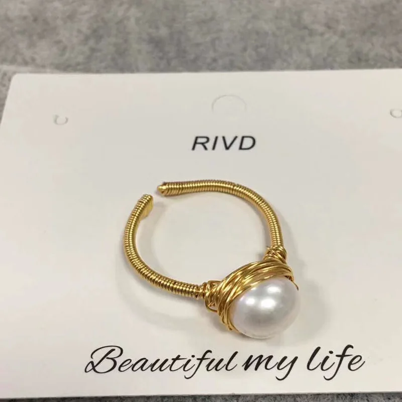

Natural Fresh Water Baroque White Pearl Rings For Women Handmade Vintage Wedding Personality Ring Fine Jewellery