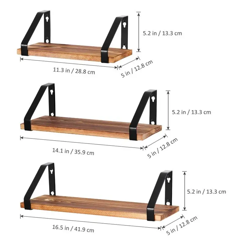3 Tiers Wall Shelves Floating Shelves Wall Mounted Set Wall Storage Shelves For Bedroom Living Room Bathroom Kitchen
