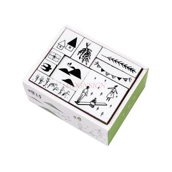 

9pcs Wooden seal Morino hand book gadgets decorative tool seal