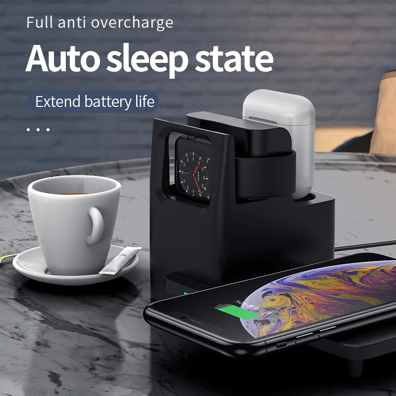 3 в 1 Qi Быстрое беспроводное зарядное устройство для iPhone 11 Pro Xs Max Apple Watch 2 4 Airpod samsung