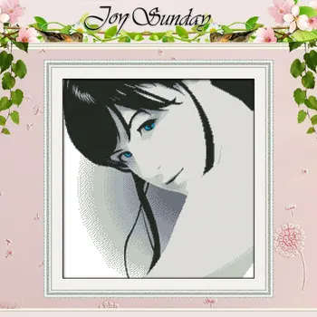 

The Blue Eyes Woman Patterns Counted Cross Stitch 11CT 14CT Cross Stitch Sets Chinese Cross-stitch Kits Embroidery Needlework