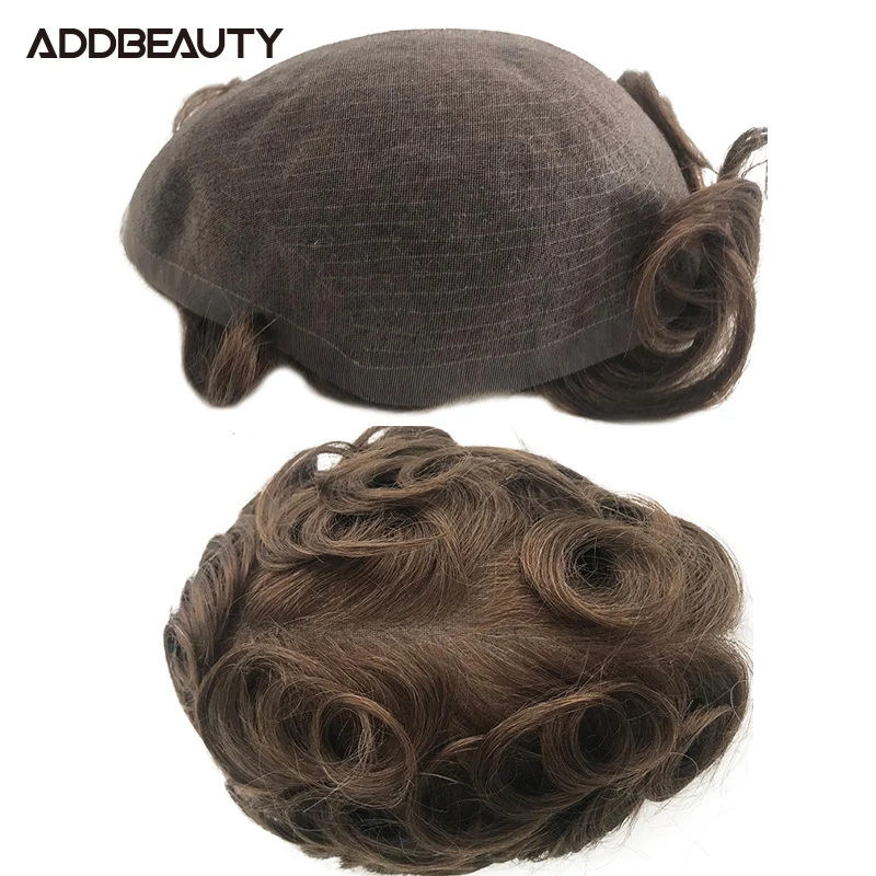 

Fine Mono NPU Men Toupee Indian Human Remy Hairpiece 30mm Wave Free Style Hair Replacment Handmade Wig Hair System for Men 6inch