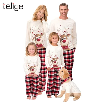 

Family Matching Outfits Pajamas Mom Kid Men Women Baby Kids Christmas Sleepwear Deer Xmas Christmas Warm Home clothes