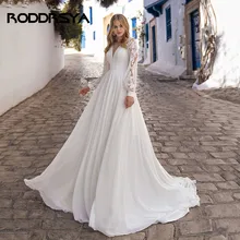 

RODDRSYA Modern 2022 New Wedding Dresses Long Sleeves Chiffon White Vintage Dubai Bridal Wedding Gowns vestidos de novia