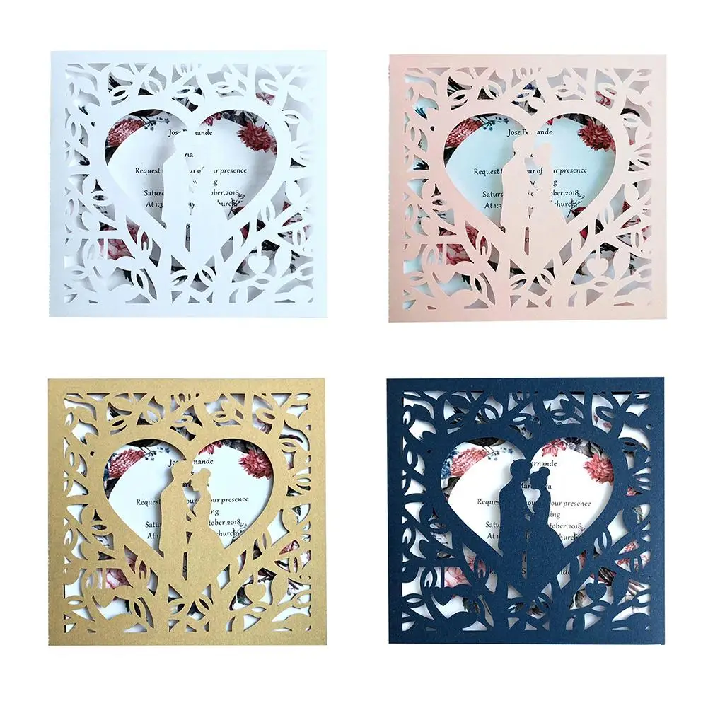  10pcs Laser Cut Bride and Groom Wedding Invitations Cards Greeting Cards Event Party Supplies - 4.0005E+12