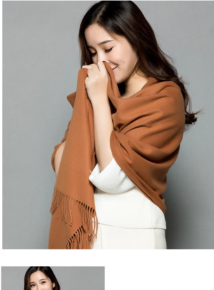 Women High Quality Soft Cashmere Scarves Solid Color Neck Warm Long Shawls Winter Cashmere Scarf All Match Pashmina Wraps