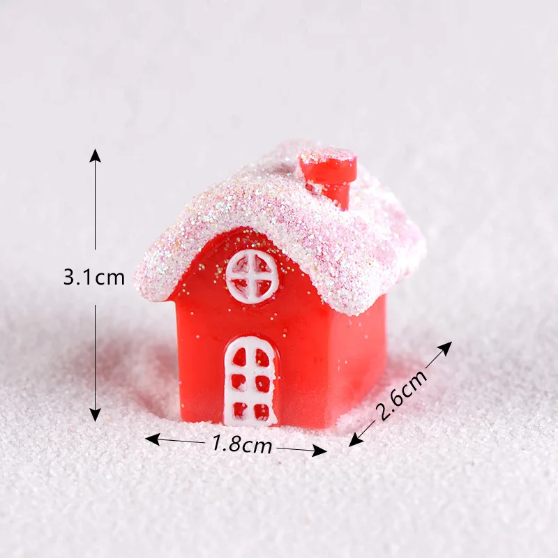 Красный дом Рождественские снежные фигурки миниатюрные 3D модели Фигурки украшение кукольный домик игрушки Детские подарки на день рождения DIY аксессуары