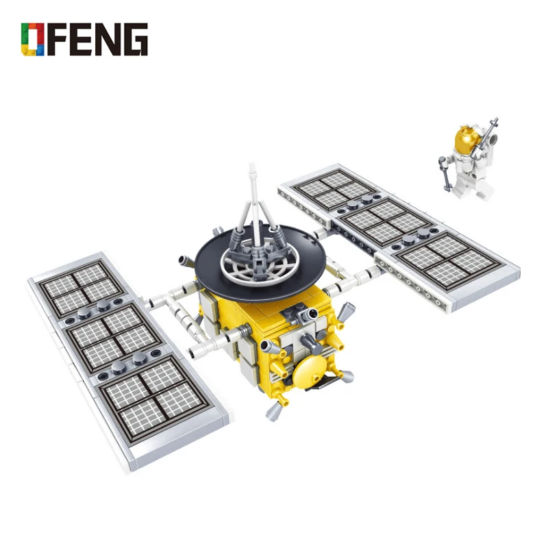 

space city Saturn Model Falcon Satellite Discovery Spacecraf Building kits Blocks Sets airship kids Toy Children