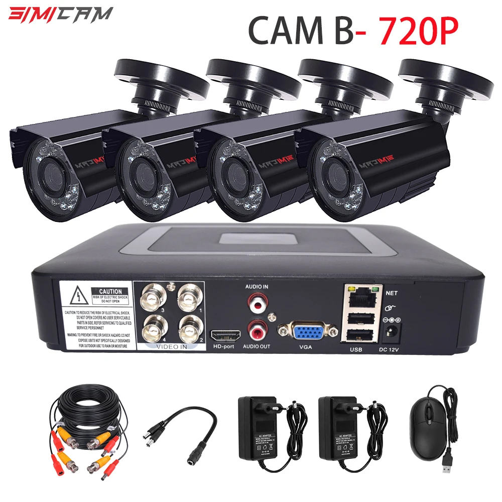 Система видеонаблюдения камера cctv система безопасности 2MP 4CH 720 P/1080 P AHD камера безопасности DVR комплект CCTV Водонепроницаемая для дома - Цвет: model B 720P