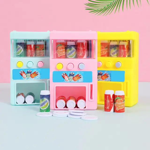 Kids Simulation Self-service Vending Machine with Mini Coins Drinks Pretend Play Education Toys Children Cute Funny Gift 3