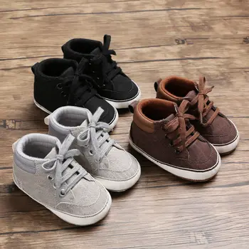 

2019 Cute Toddler Baby Shoes Boy Girl Solid Color Soft Soles Anti-slip Crib Lace-Up Sneaker 0-18M