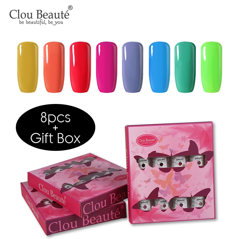Clou Beaute Гель-лак подарочный набор! полупостоянная гель uv Vernis светодиодный гель лак для ногтей Лаки Гибридный био-Гели Soak Off Гель-лак лаков для ногтей Краски - Цвет: ZH02-8pcs(gift box)