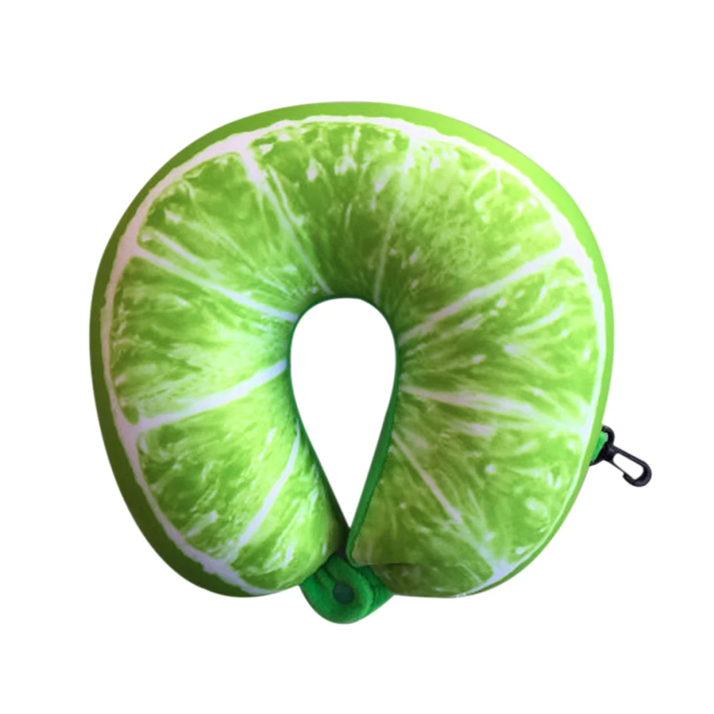 Green lemon U-образная Подушка подголовник автомобиля ложиться в кровать мультфильм животное с губчатым наполнителем цвет офис сон ворс прекрасный прочный - Цвет: Green lemon