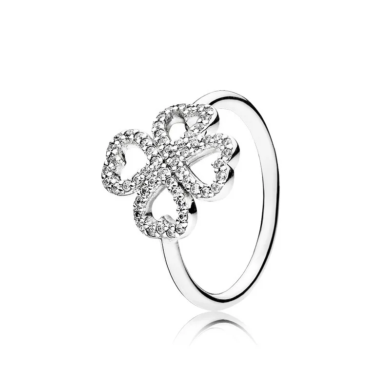 Новая мода Любовь полый циркон кольцо для женщин Серебряный бант Любовь Дерево палец кольцо для пары обручальное свадебное ювелирное изделие подарок