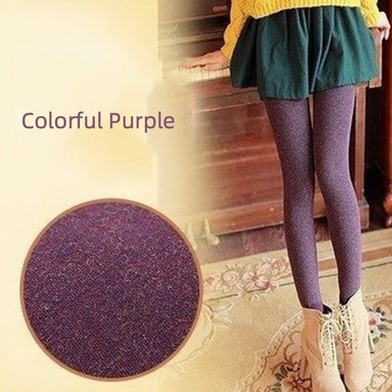 Purple Tights Новые модные зимние теплые женские колготки плюс бархат утолщение Цветные Бесшовные колготки женские теплые колготки для женщин - Цвет: Purple Tights
