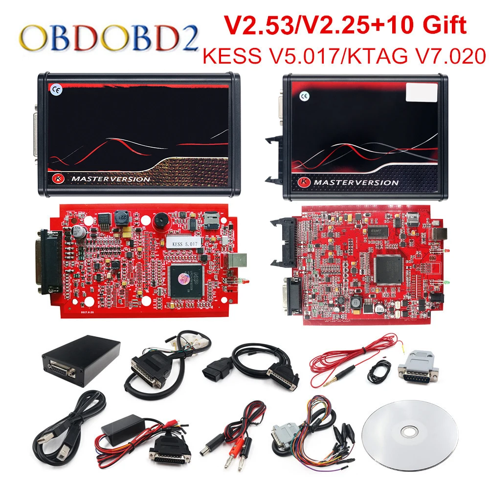 Онлайн V2.7 ЕС красный KESS V5.017 OBD2 менеджер Тюнинг K T V7.020 4 светодиодный 5 017 рамка