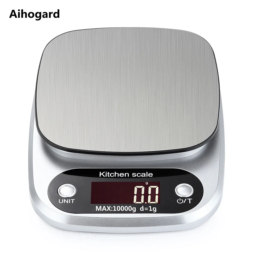 10kg/1g LCD Electronic Kitchen Scales Household Balance Cooking Measure Tool Stainless Steel Digital Weighing Food scale g OZ ML