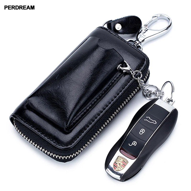 

2019 new key bag men's leather zipper multi-function car remote control home key bag