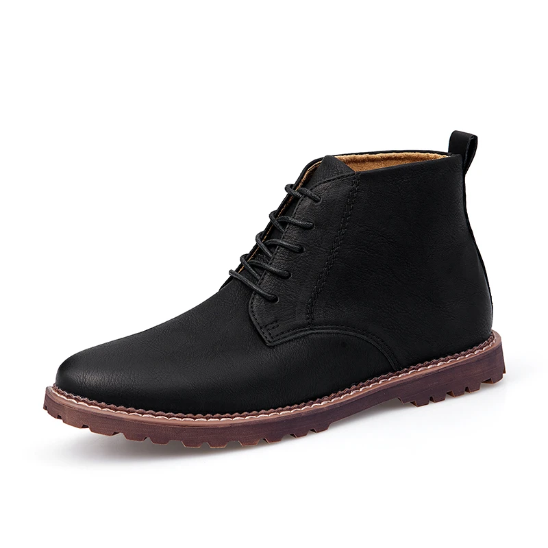 

England Retro Shoes For Men Big Size 47 Brand Warm Men's Winter Leather Men Waterproof Rubber Snow Boots Leisure Boots *6012