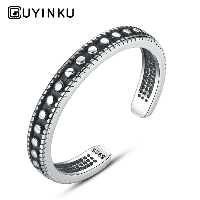 

Fashion Embellished S925 Thai Silver Ring Retro Adjustable Open Sterling Silver Ring Fine Jewelry For Women Men