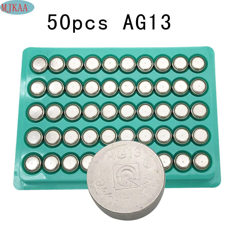 

50pcs/MJKAA AG13 1.5Vbutton Batteries SR44SW SP76 L1154 RW82 RW42 Vlr44 357a A76 303 Watch Toy Batteries LR44 Alkaline Batteries
