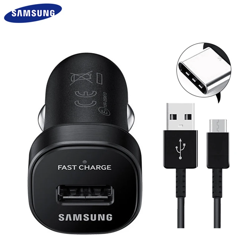 

Original Samsung Car Charger Adaptive 18W Fast Car Charge power adapter usb type c cable for Galaxy s8 s9 s10 plus note 8 9 10 +