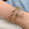 5PCS, Punk Crystal Zircon Bangles For Women Boho Gold Color Charm Bracelets Bangles Fashion Jewelry Adjustable 6