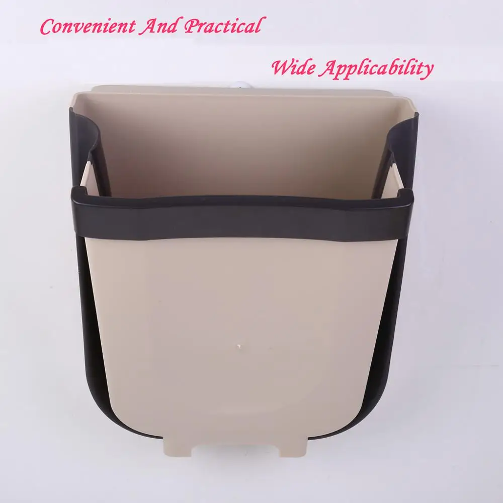 Folding Waste Bin Kitchen Cabinet Door Hanging Trash Bin Trash Can Wall Mounted Trashcan for Bathroom Toilet Waste Storage@25
