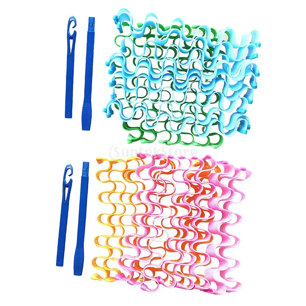 45cm Long Hair Curlers Curl Leverage Rollers Styling Kit w/ 2 Hooks No Heat