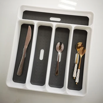 

Kitchen Drawer Organizer Tray Spoon Knife Fork Cutlery Separation Finishing Storage Box Cutlery Storage Shelf 5/6 Grids