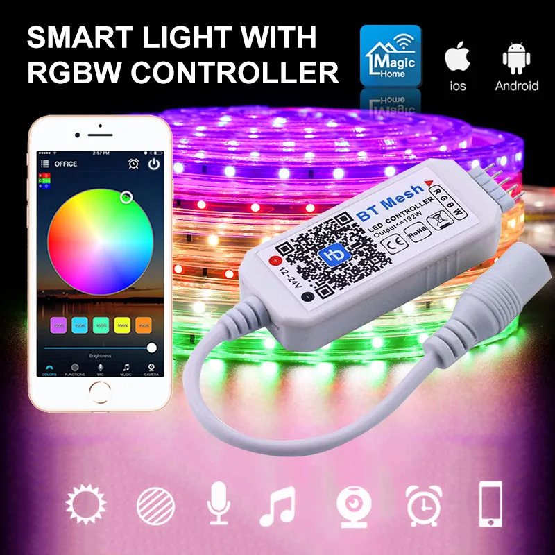 

Christmas Decoration Smart Light RGBW Led Mini Controller Intelligent Application Controller For RGBW LED Strip Light DC12-24V