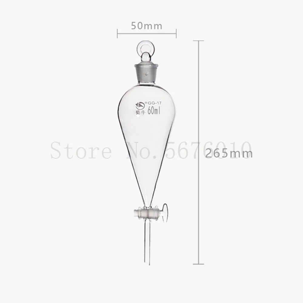 60 to 1000ml Glass Pear-Shaped Separatory Funnel Drop-separating Fine Oil-Water Separator Laboratory lab separatory funnel lab glass supplies