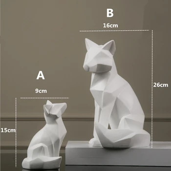 

Aanimal Figurine Sculpture Creative Modern Abstract Fox Statues Sculptures Geometric for Home Decorations Bar Cafe Gifts White