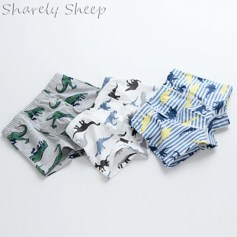 Трусы-боксеры из хлопка с рисунком динозавра для маленьких мальчиков, нижнее белье для малышей, детские трусы с рисунком, спортивные шорты для подростков, одежда(От 2 до 10 лет