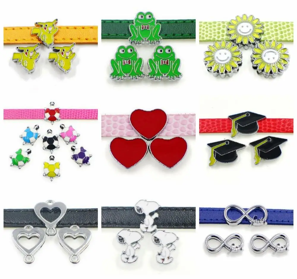 More options! 10pcs 8mm animal charms slide DIY Internal Dia.8mm fit belts wristband keychain collar wholesale | Украшения и