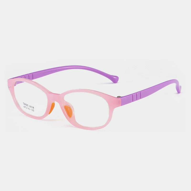 pink purple Оптические детские очки в оправе детские очки овальные гибкие очки по рецепту очки для девочек и мальчиков Ультралегкая круглая оправа - Цвет оправы: pink purple